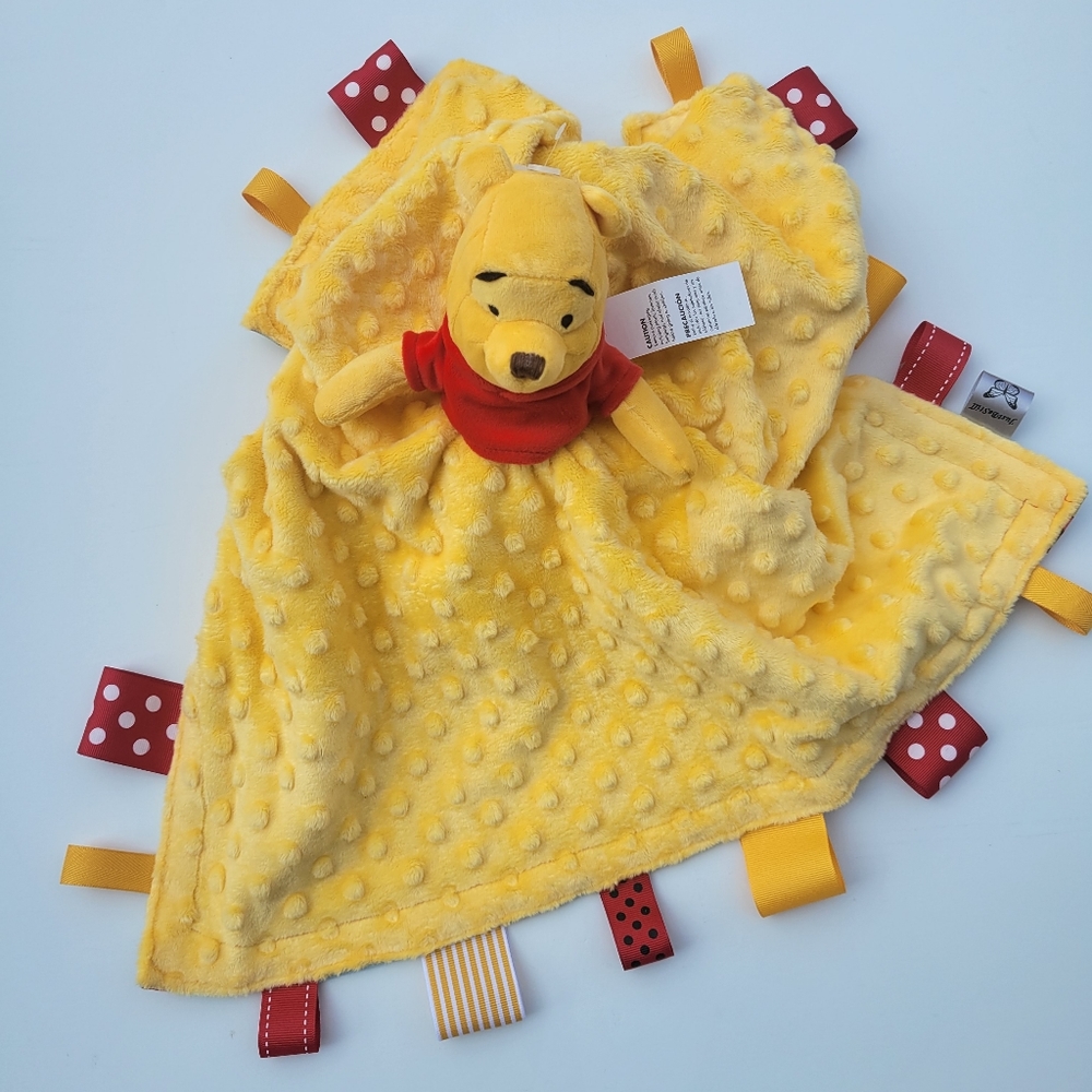 Lovey Winnie the pooh Plush Security Blanket Minky Comforter 20 x 20